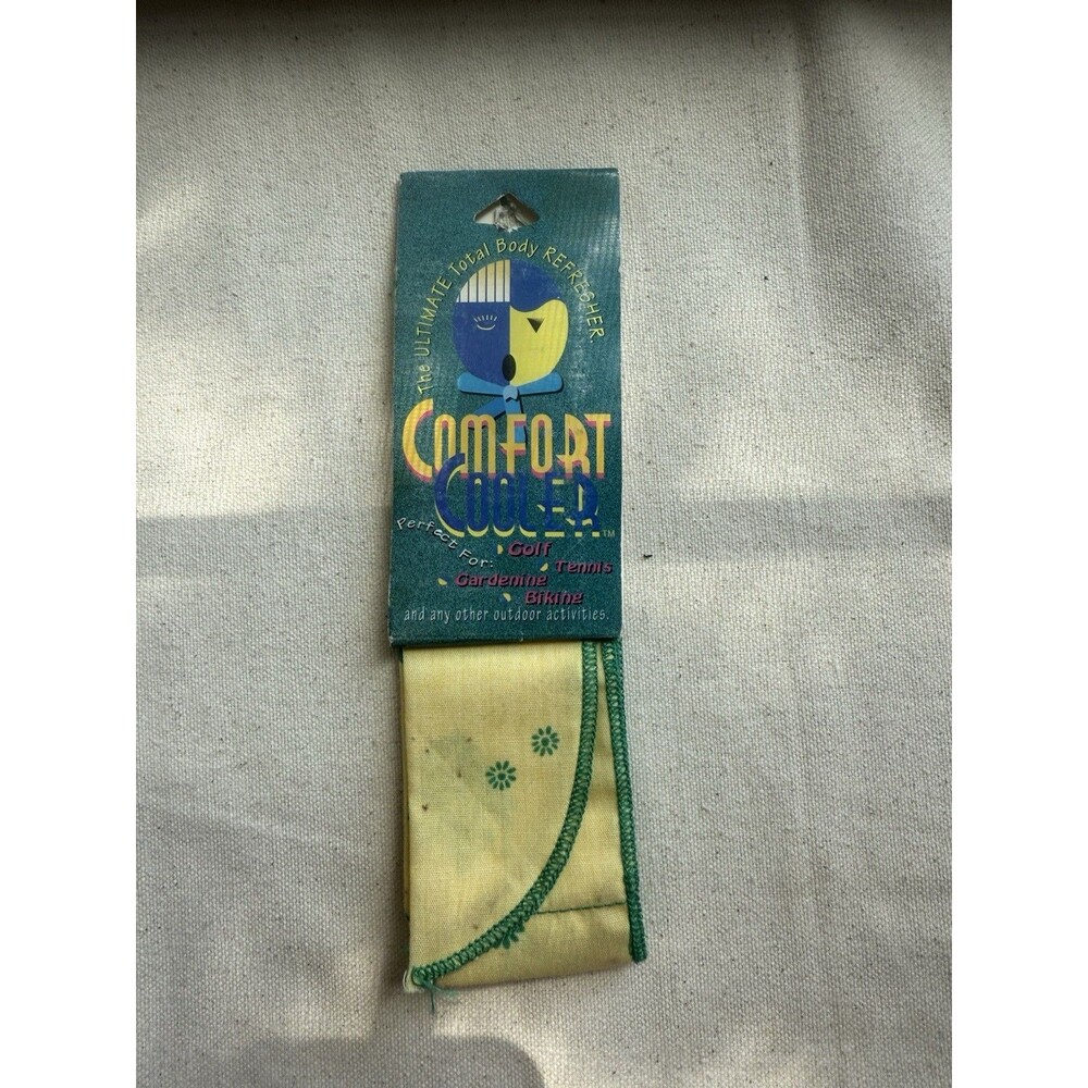 Vintage 90s Comfort Cooler Neck Wrap Bandana New NOS Yellow Floral